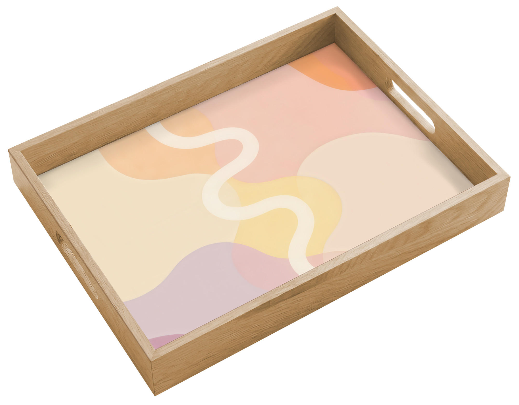 PODNOS Vlnité tvary - abstraktné - pastelové 40x30 cm - béžová, drevo (40/5/5cm) - OnlyWow