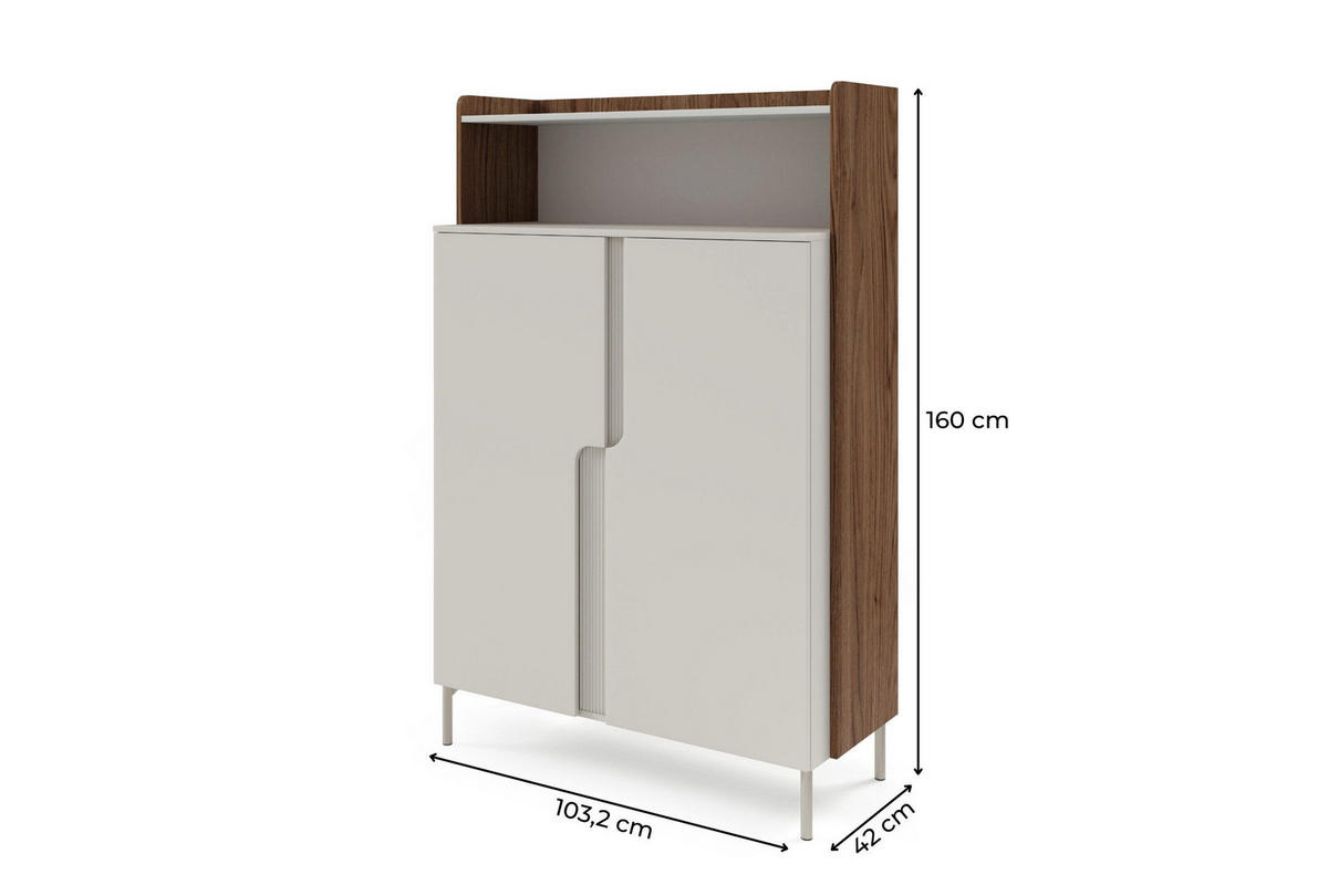 HOCHKOMMODE PAURO 04 103/160/42 cm in Walnuss Alba / Kaschmir - Kaschmir/Walnussfarben, Holzwerkstoff (103/160/42cm) - Deine Möbel 24