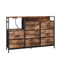 SIDEBOARD Brian Eiche rustikal 132 x 30 cm mit 8 Schubladen und USB - Eichefarben/Schwarz, Holzwerkstoff (88/30/132cm) - Vicco