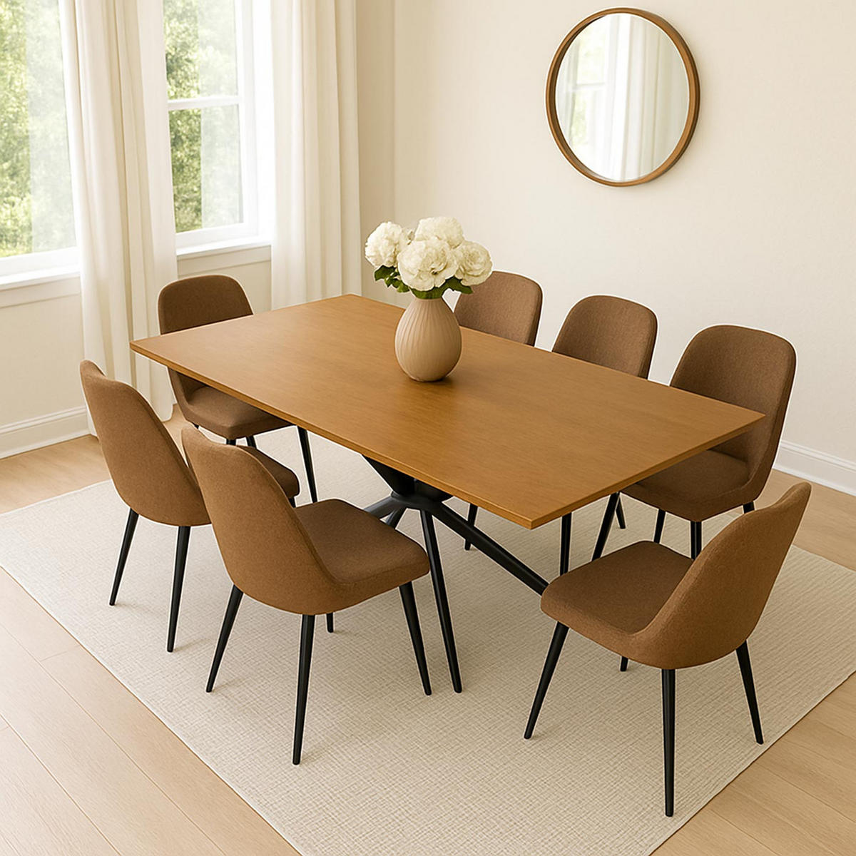 ESSZIMMERTISCH rechteck Walnuss Dekor - Walnussfarben, Metall (90/200/77cm) - MCW