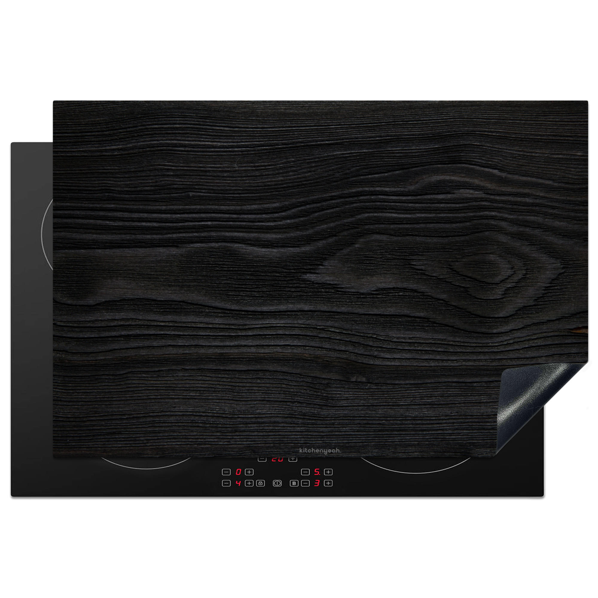 HERDABDECKPLATTE Schwarz - Holzoptik 78x52 cm - Schwarz, Kunststoff (78/0.2/52cm) - MuchoWow