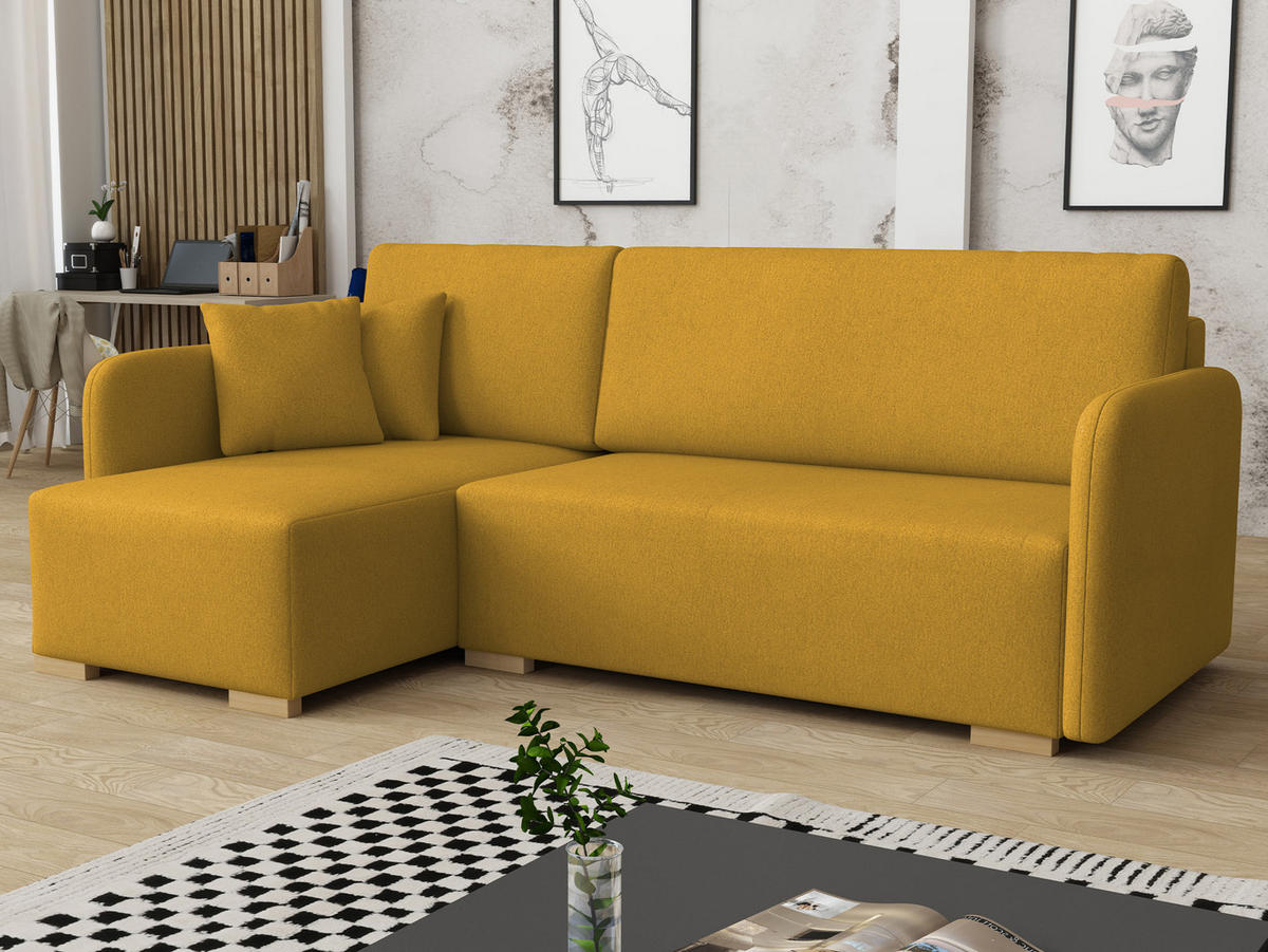 ECKSOFA Como L - Gelb/Naturfarben, Holz/Textil (220/140cm) - MIRJAN24