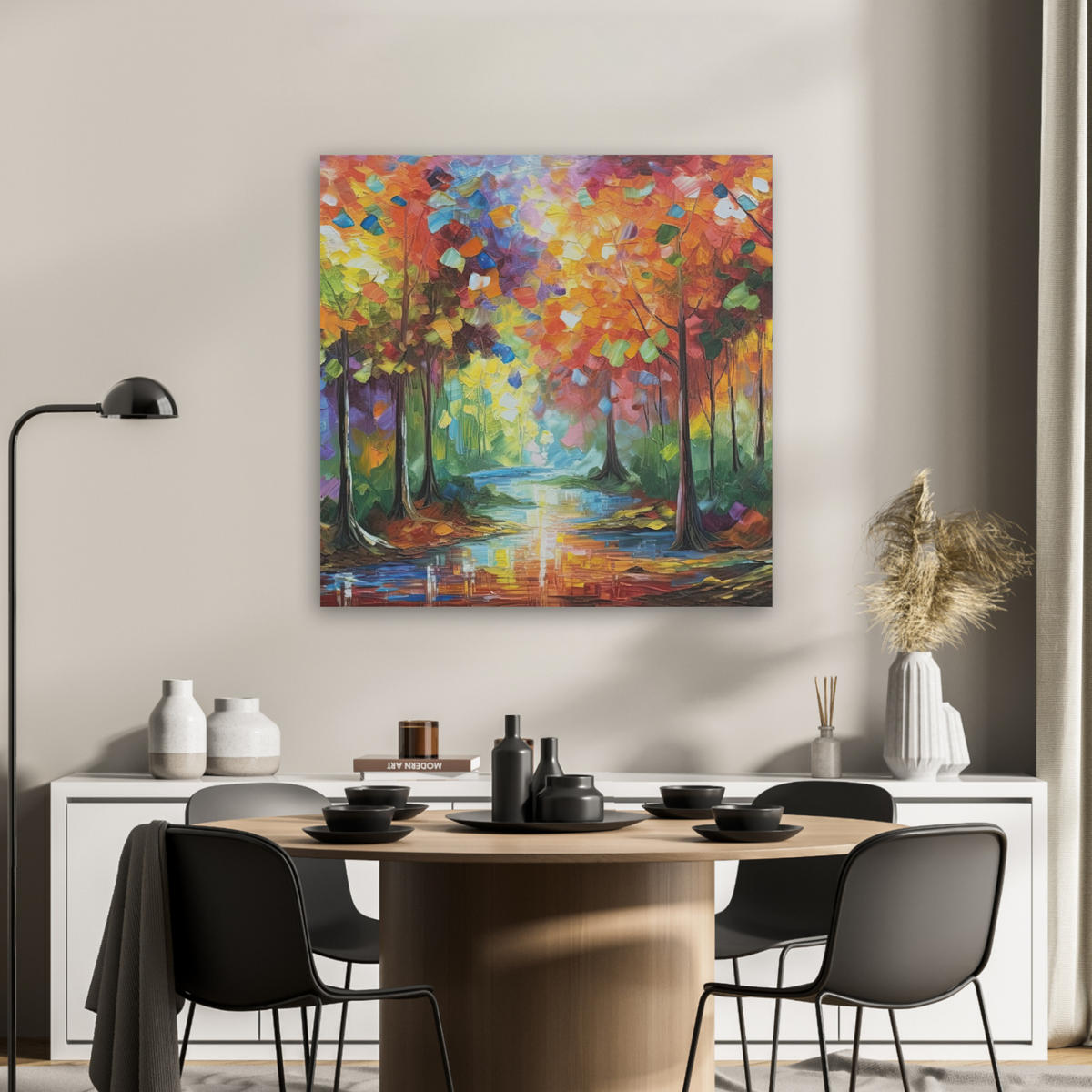 AKUSTIKBILD Landschaft - Wald - Farben - Natur Akustikpaneele 80x80 cm - Multicolor, Kunststoff (80/80/0.9cm) - MuchoWow