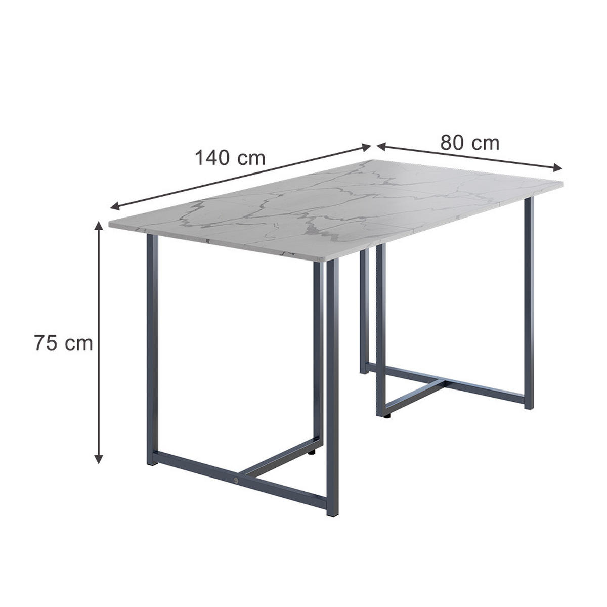 JÍDELNÍ STŮL Merido Šedá/mramorově bílá - šedá, kompozitní dřevo (80/140/75cm) - Vicco