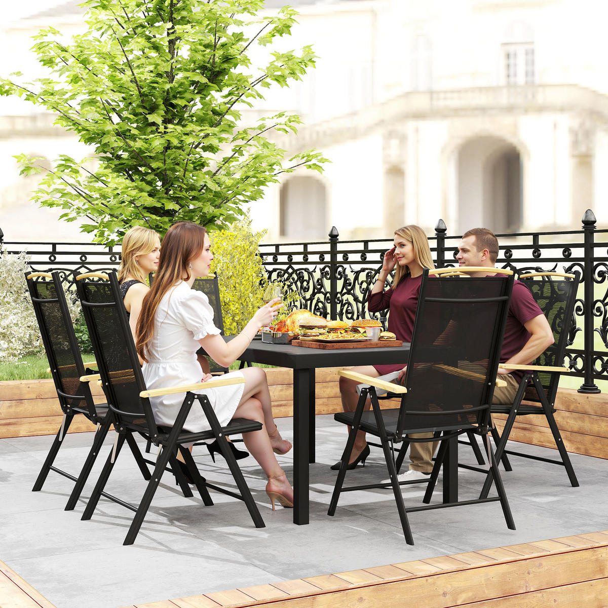 GARTENMÖBEL-SET Schwarz 140.0/90.0/74.0cm - Schwarz, Metall