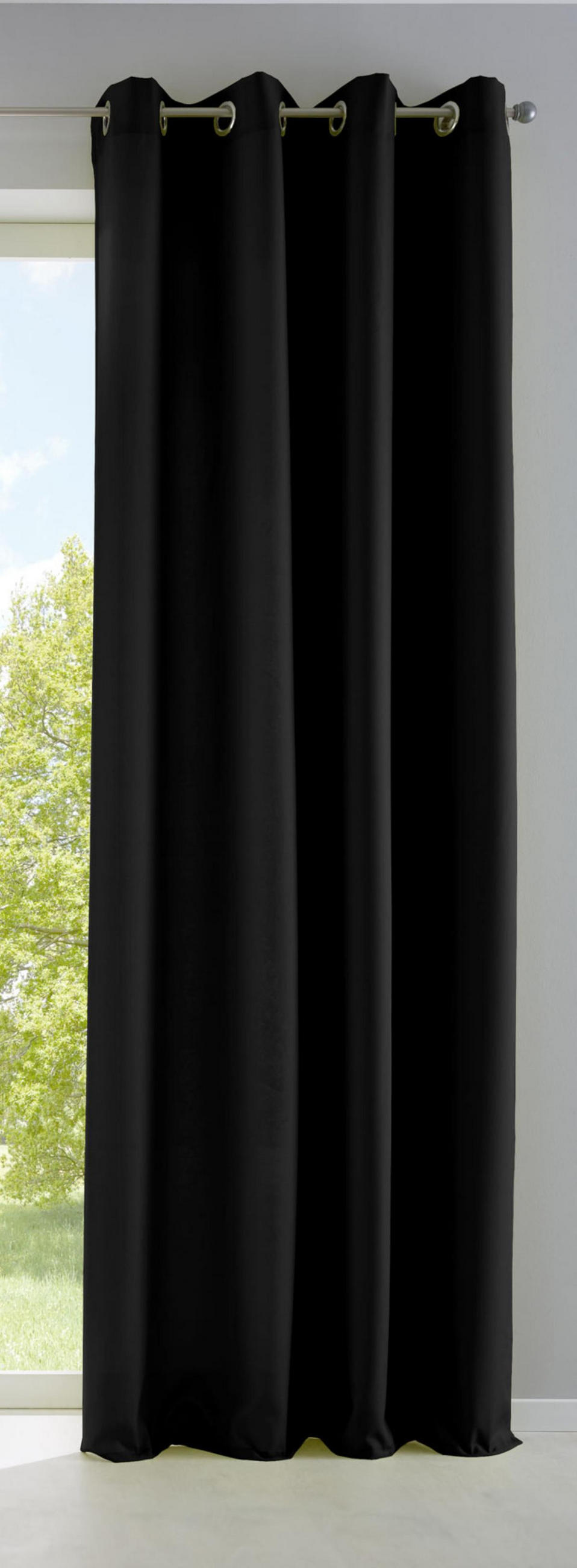 VORHANG PALERMO HxB 145x140 cm Schwarz - Schwarz, Textil (140/145/1cm) - Gardinenbox