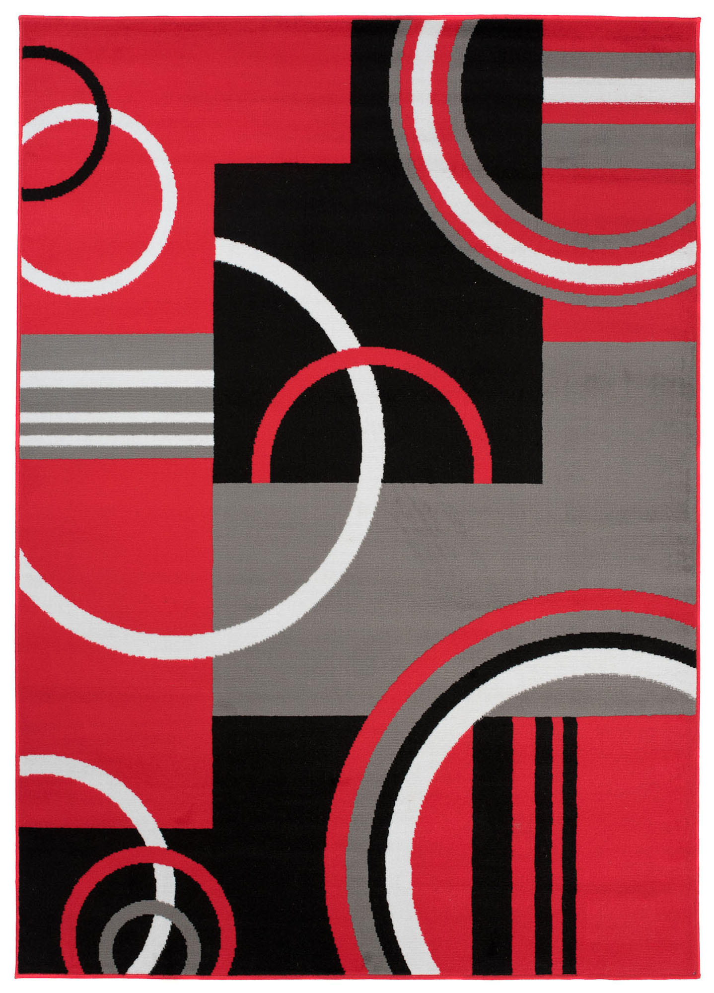 TEPPICH MAYA Rot Geometrisch Kreise Vierecke 160/230 cm - Rot, Textil (160/230cm) - Tapiso