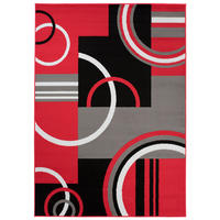 TEPPICH MAYA Rot Geometrisch Kreise Vierecke 160/230 cm - Rot, Textil (160/230cm) - Tapiso