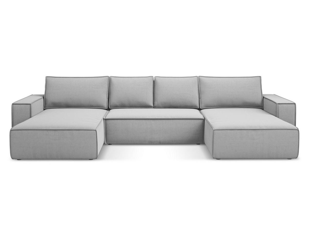 WOHNLANDSCHAFT Samt Stoff Grau - Schwarz/Grau, Kunststoff/Textil (398/82/185cm) - Makamii