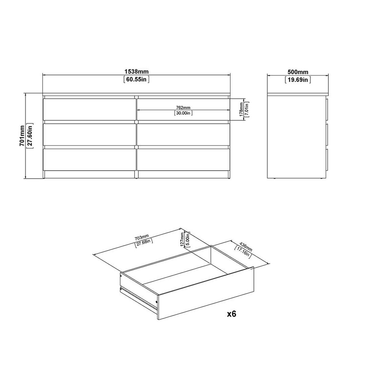 KOMMODE Noulan Weiß 154/50/70 cm - Weiß, Holzwerkstoff (154/70/50cm) - ebuy24