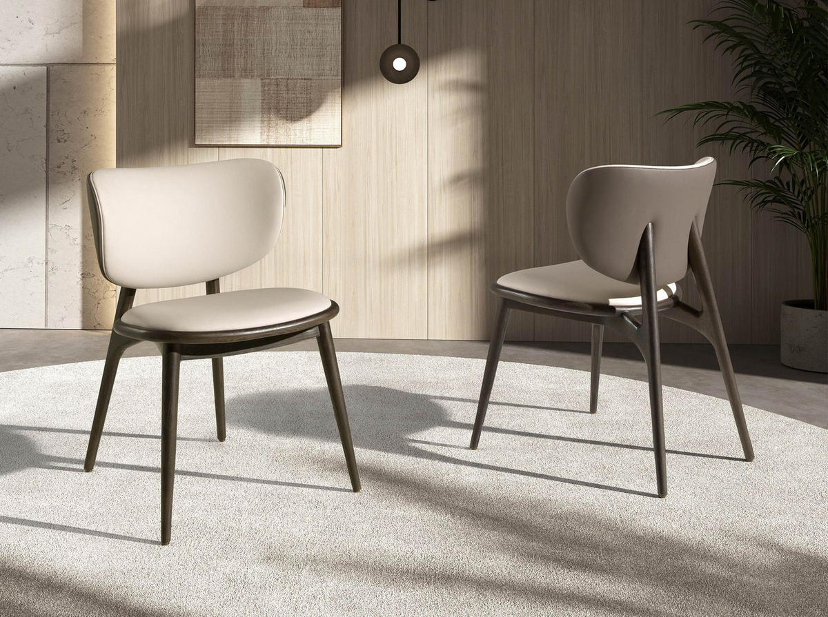 STUHL Angel Cerdá Modell 4257, Kunstleder Creme-Dunkelgrau - Wildeiche/Dunkelgrau, Leder/Holzwerkstoff (54/79/63cm) - ANGEL CERDA