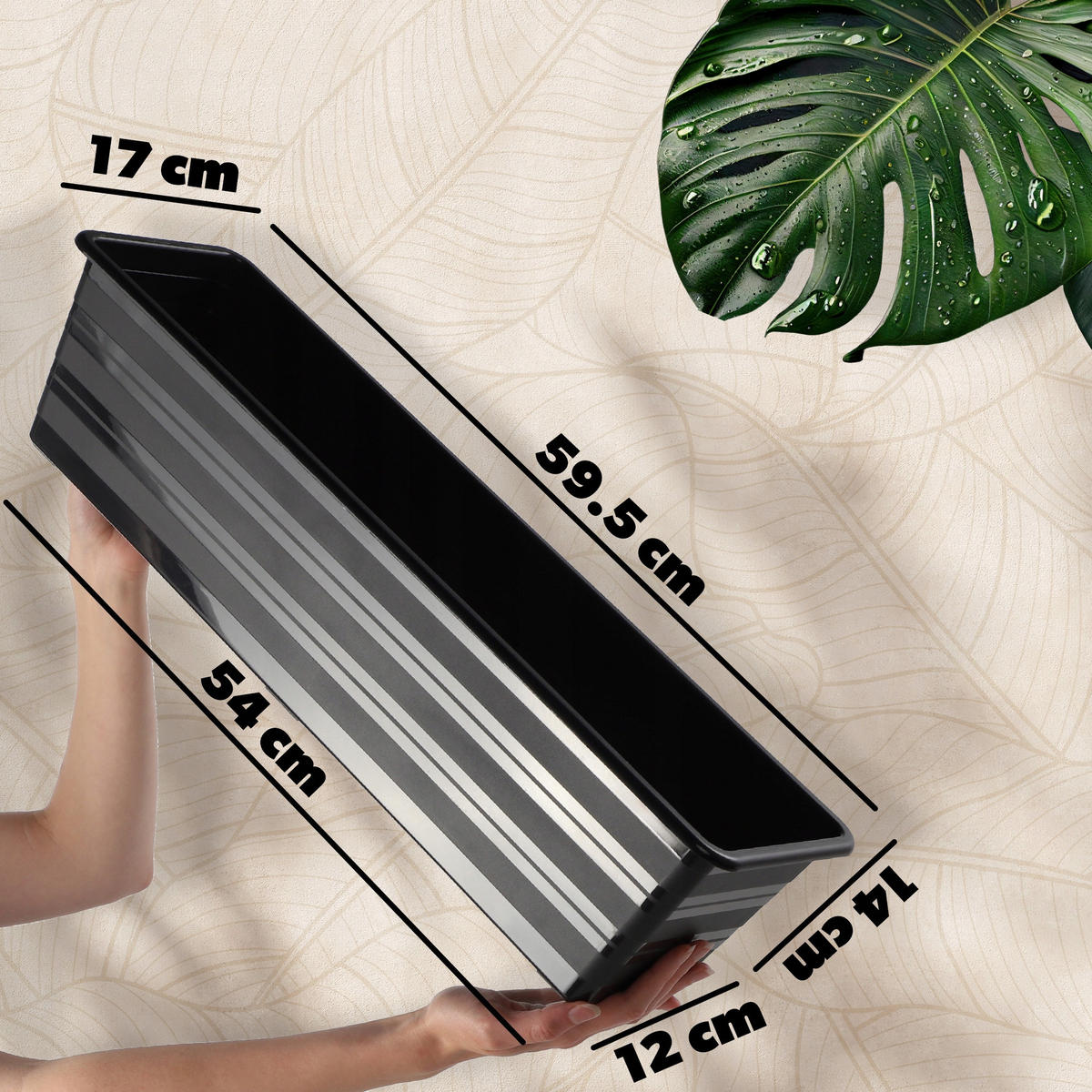 BALKONTOPF 60 cm, Anthrazit - Anthrazit, Kunststoff (17/60cm) - KADAX