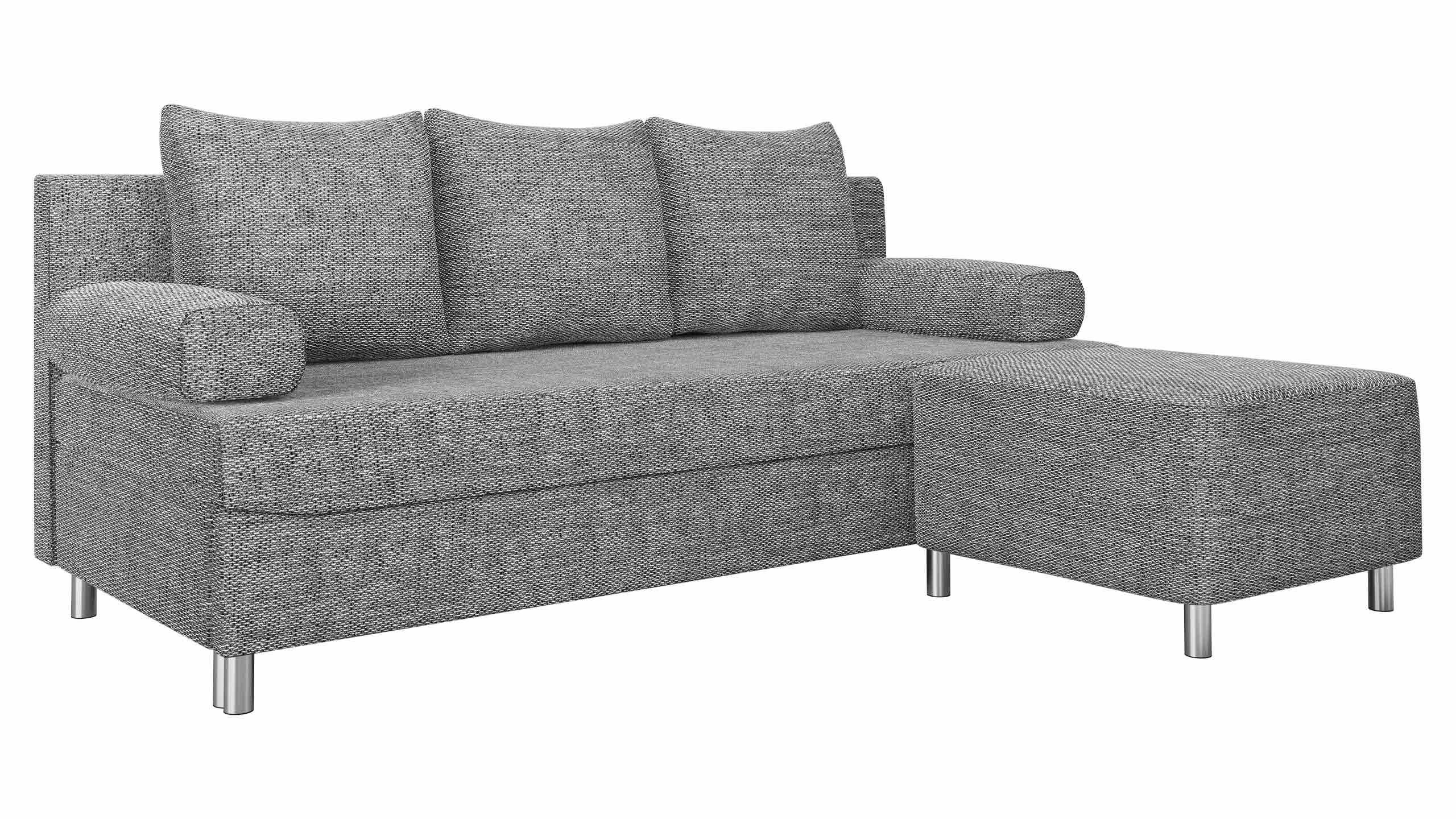 SCHLAFSOFA Dover mit Polsterhocker - Chromfarben/Hellgrau, Holz/Kunststoff (192/80cm) - MIRJAN24