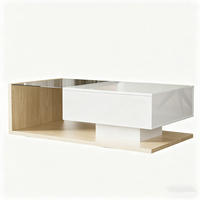 WOHNZIMMERTISCH Hochglanz 105x55x32 cm, Glasplatte, Ablagefach, Modern - Naturfarben, Holz (55/105/32cm) - PARAFTA HOME