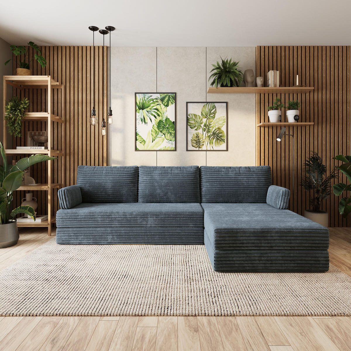ROHOVÁ SEDAČKA ANKO modulární Boneless pohovka s funkcí spaní, šedá TILIA 85 - šedohnědá, textil (270/160cm) - MASSENO