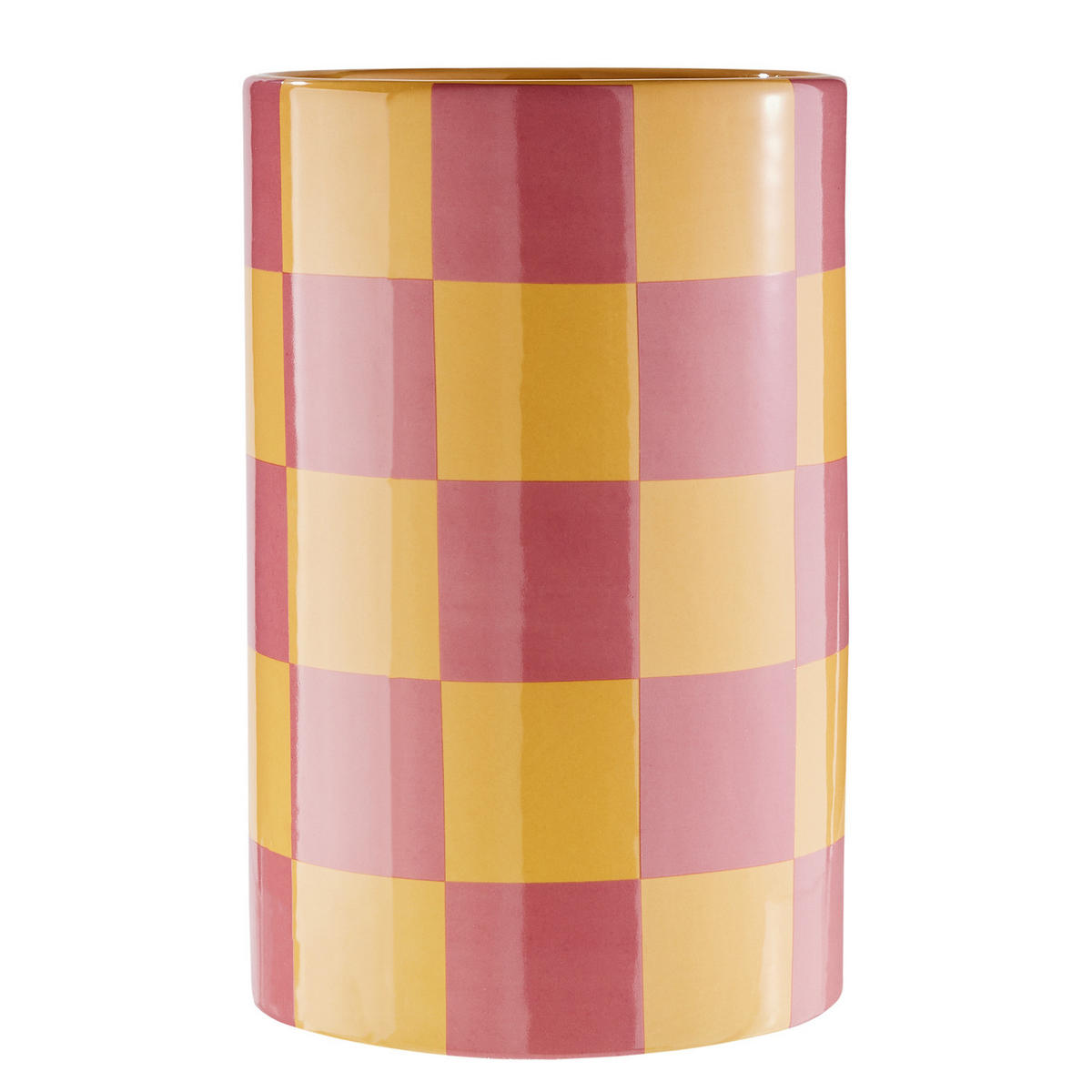 VASE Checker Ø20cm - Gelb/Rot, Stein (22cm) - Butlers