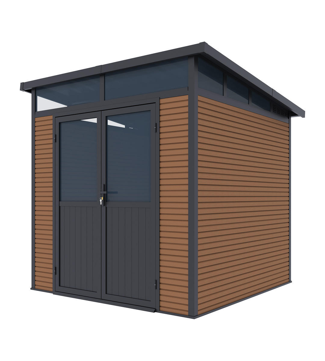 GARTENHAUS Aluminium WPC 218/218/226 cm Teak - Braun, Metall (218/226/218cm) - WEIDE