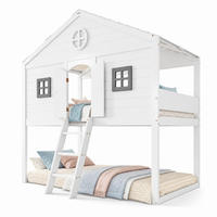 ETAGENBETT 90/200 mit Treppe, Fallschutz und Gitter in Weiß+Grau - Weiß, Holzwerkstoff (90/200cm) - EVRYAE