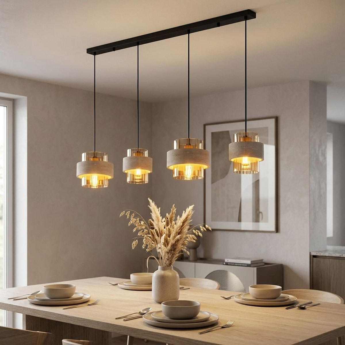 LED PENDELLEUCHTE DAREN, Metall, Schwarz, höhenverstellbar - Schwarz, Glas (108.7/18/120cm) - Globo Lighting