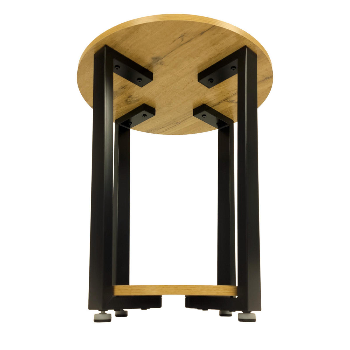 COUCHTISCH Holzoptik Metall Eichefarben Schwarz rund klein 46x52 cm - Eichefarben/Schwarz, Holzwerkstoff/Metall (46/46/52cm) - Begryf