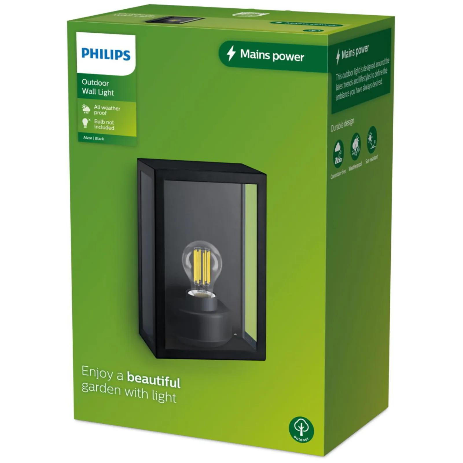 WAND- & DECKENLEUCHTE Alzor Schwarz - Transparent/Schwarz, Metall (17/26/10cm) - Philips