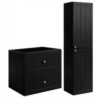 WASCHBECKUNTERSCHRANK + HÄNGESÄULE GUSTO 60cm Matt schwarz - Schwarz, Holzwerkstoff (60/58/46cm) - Rodan