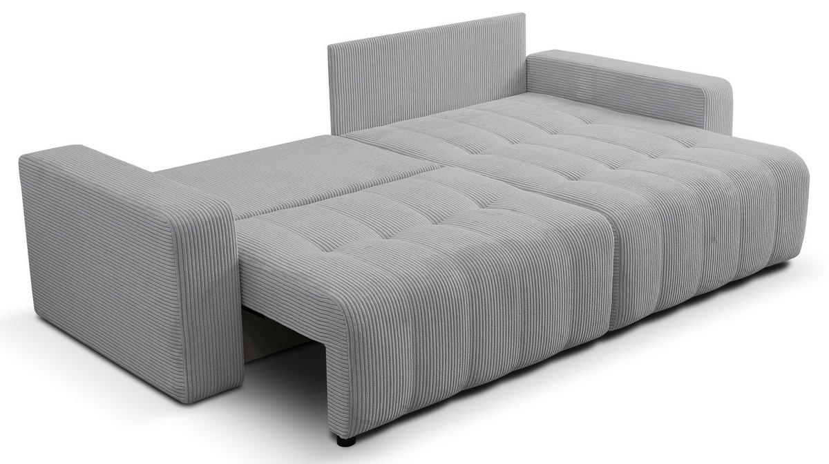 ECKSOFA Palermo mit Schlaffunktion und Bettkasten in Cordstoff - Dunkelgelb/Hellgrau, Holz/Holzwerkstoff (245/143cm) - Ravio