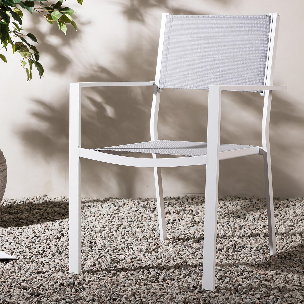 GARTENSTUHL - Weiß, Kunststoff (57/88/61cm) - home24