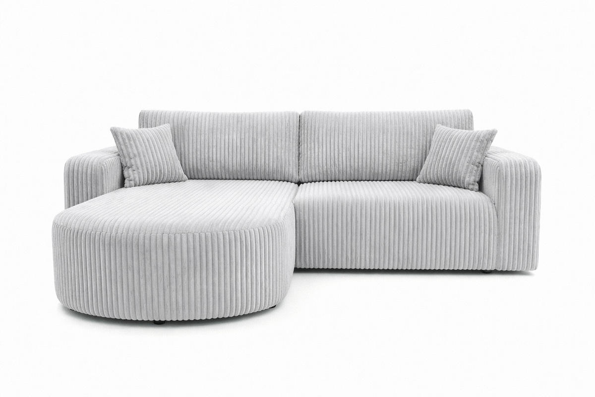 ECKSOFA Mit Schlaffunktion, Cordstoff Tilia, Grau, Links, ROUND ONE - Grau, Holz (244/175cm) - Kaiser Möbel