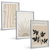 BILDER SET 3er Set - 40x60 cm Silberner Rahmen - Abstrakte Pflanzenmuster - Silberfarben, Kunststoff (40/60cm) - TULUP
