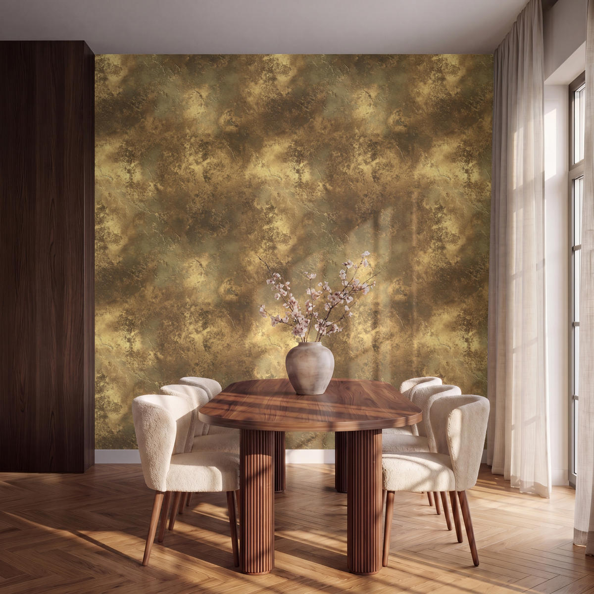 TAPETE - Antik - Metallic-Look - Gold - 260x280 cm - Messingfarben, Papier (260/280cm) - OnlyWow