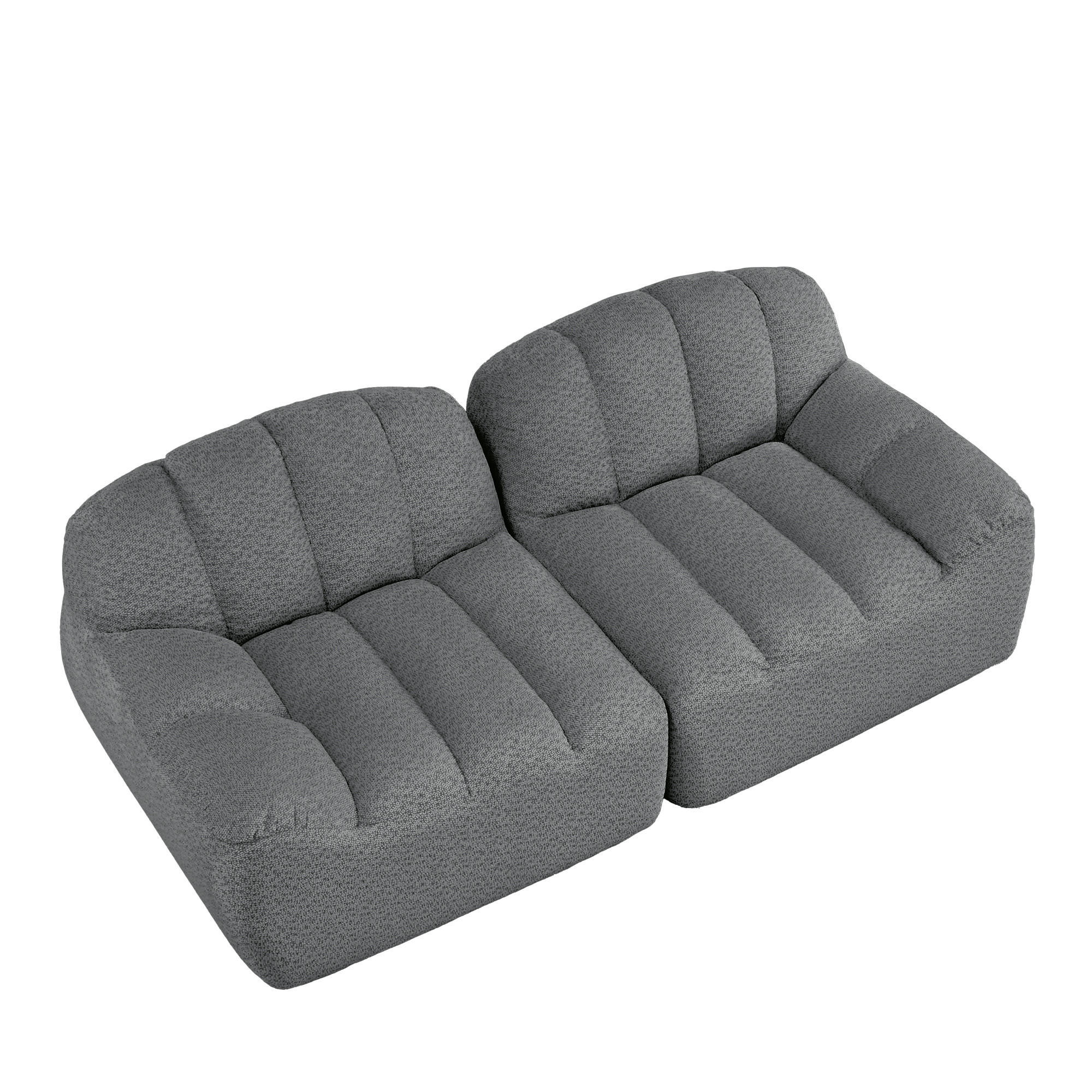 SOFA 210×104×79 cm aus Granular Fleece rahmenlos modular 2-Sitzer, grau - Grau, Textil (104/79/210cm) - Luhomfu