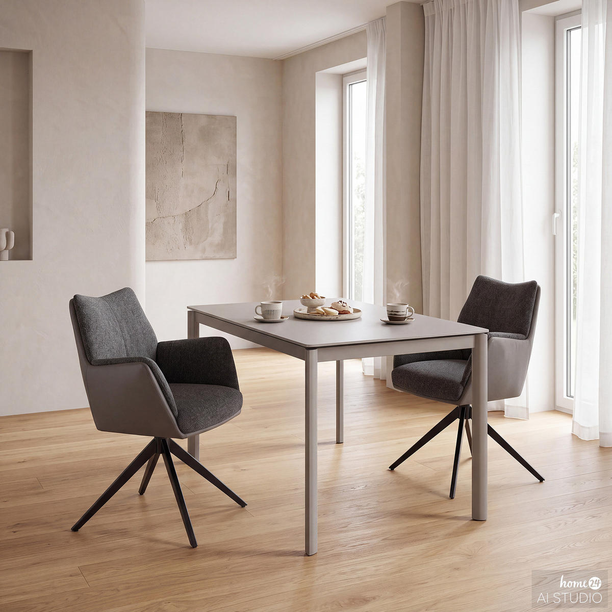 ARMLEHNENSTUHL - Samt / Eisen - Anthrazit, Textil/Metall (65/89/61cm) - home24