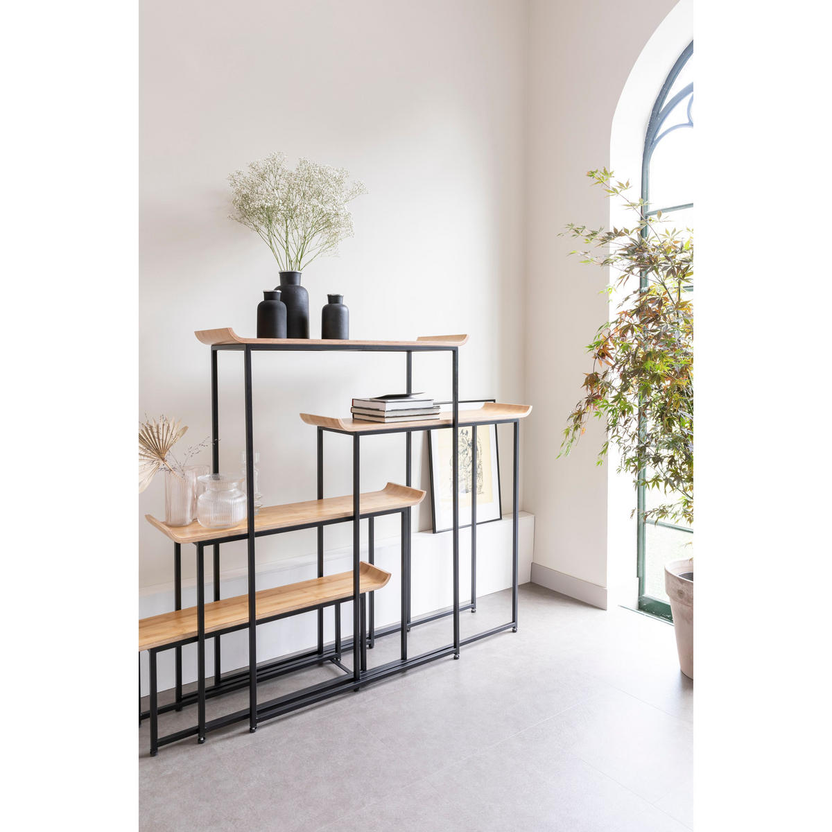 STANDREGAL Flodka Metall/ Holz - Schwarz, Holz (200/147.5/375cm) - Zuiver