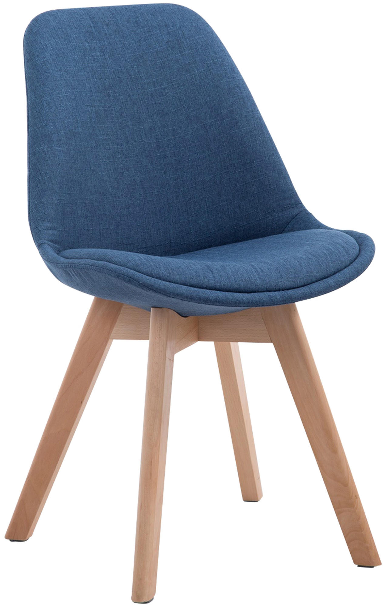 STUHL Stoff Blau - Blau/Eukalyptusholzfarben, Holz/Textil (48/84/55cm) - CLP