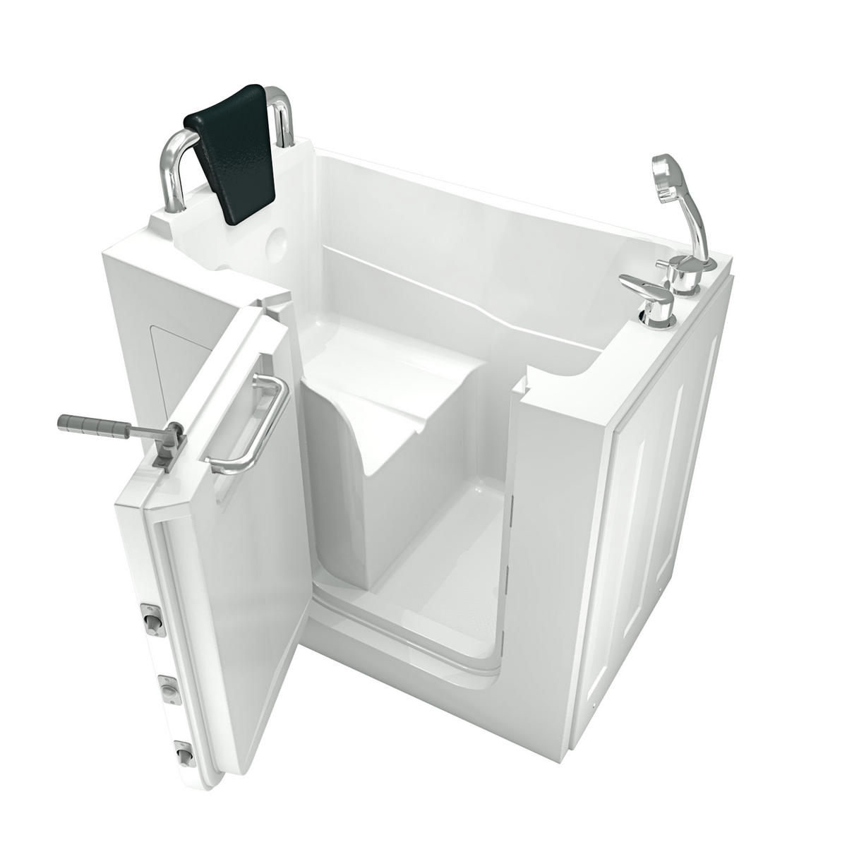 SITZBADEWANNE Senioren Wanne mit Tür S08-B-L 110x68cm - Weiß, Glas/Kunststoff (68/114/110cm) - AcquaVapore by Sandra Jentho