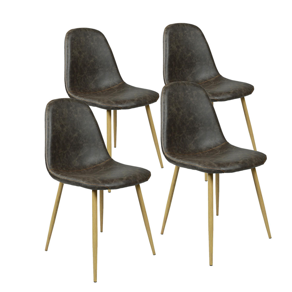 STUHL-SET 4 Stück in Eisen Vintage - Dunkelbraun/Schwarz, Holzwerkstoff/Textil (46/86/47cm) - Urban Meuble