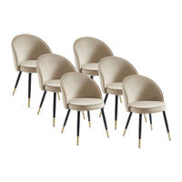 STUHL 6er-Set - Samt & Metall - Beige - MAYLINA - Beige, Textil (61/80.5/55cm) - Vente-Unique