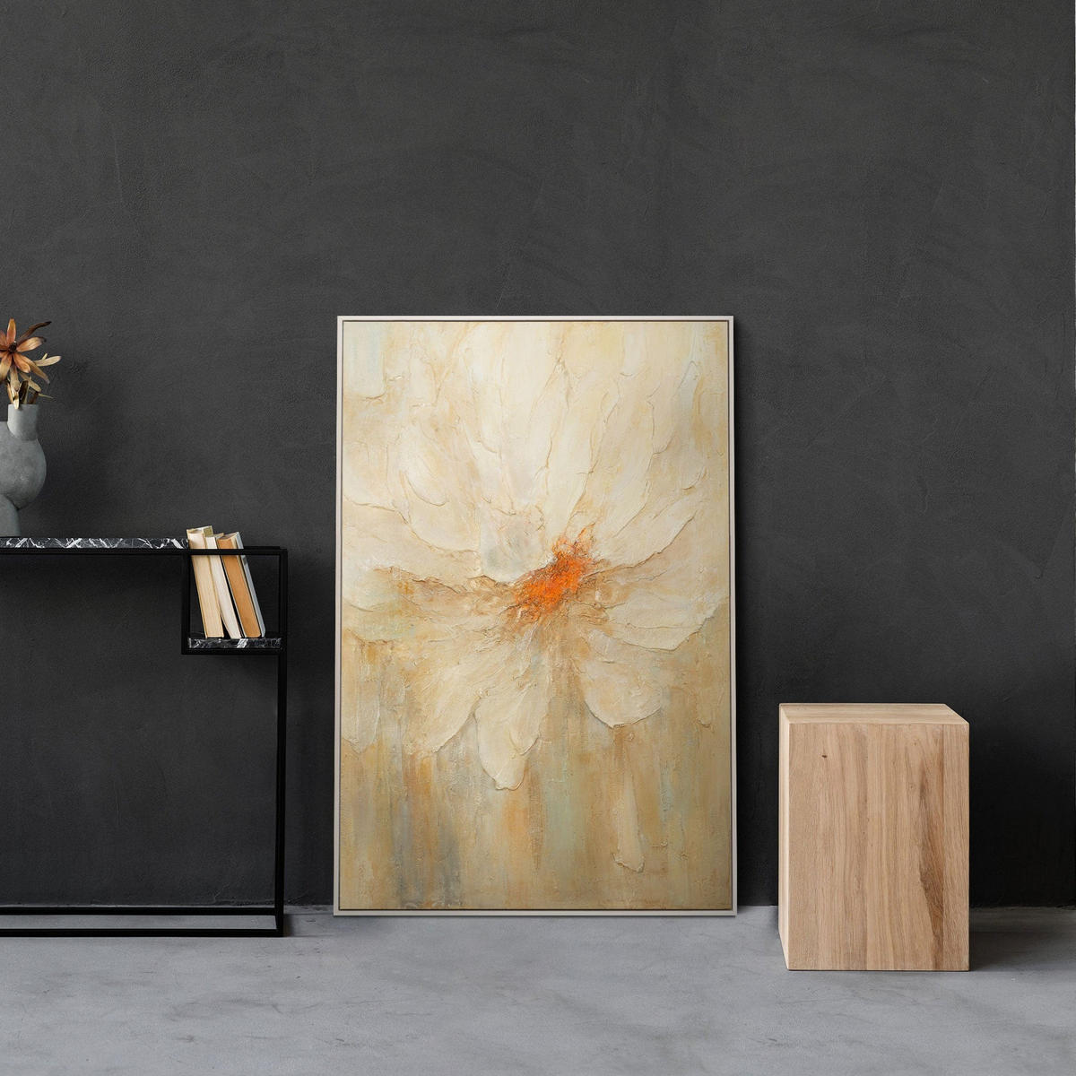 GEMÄLDE Feuerstaub Schattenfugenrahmen Beige 120x80 cm - Beige, Holz (120/80cm) - YS-art gallery