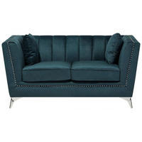 2-SITZER-SOFA Samtstoff Blau-Grün Gaula - Hellgrün, Textil (160/77/80cm) - Beliani