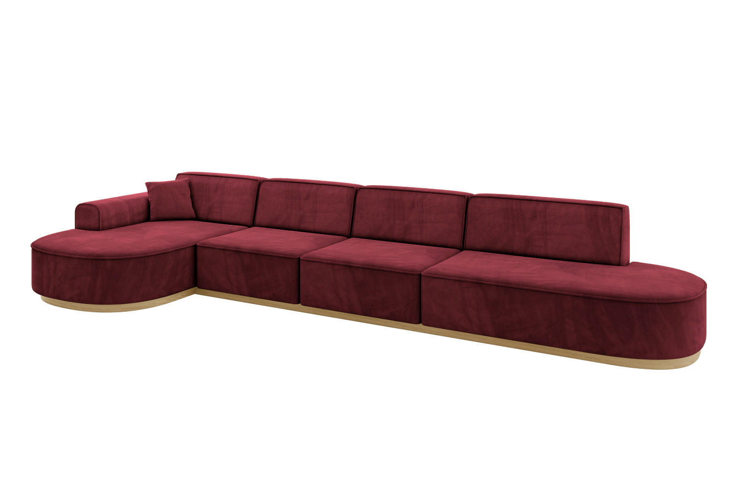 ECKSOFA Ottomane Links MARI-L3-v2 - 413x171x83 cm Bordeaux Velours - Bordeaux, Holzwerkstoff/Textil (413/171cm) - ALTDECOR