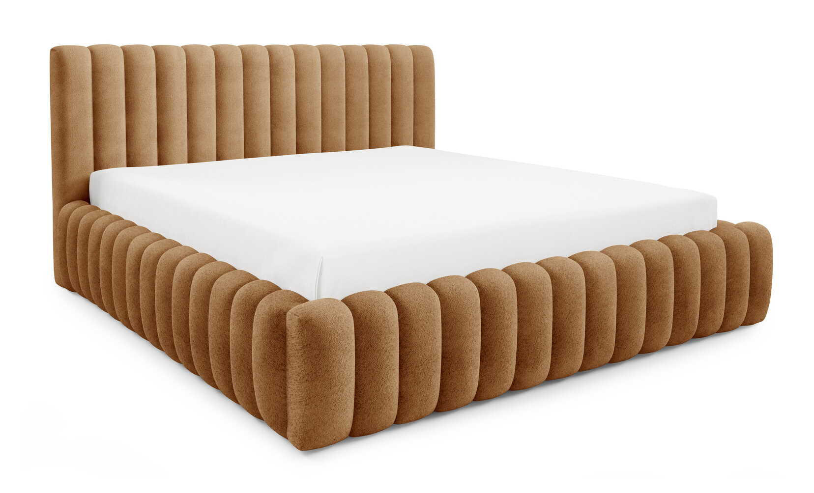 DOPPELBETT Bouclé 140x200 Livia mit Mettalllattenrost, Bettkasten, Orange - Orange, Holz/Textil (140/200cm) - Emporius