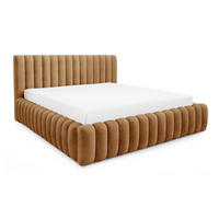DOPPELBETT Bouclé 160x200 Livia mit Mettalllattenrost, Bettkasten, Orange - Orange, Holz/Textil (160/200cm) - Emporius