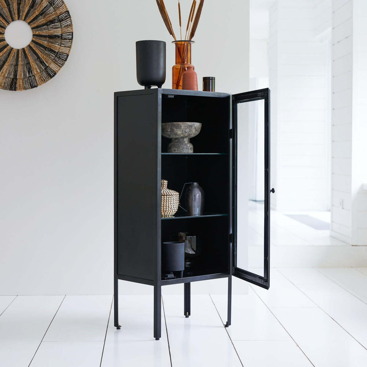 VITRINENSCHRANK Lison Schwarz aus Metall - Schwarz, Metall (50/120/35cm) - Tikamoon