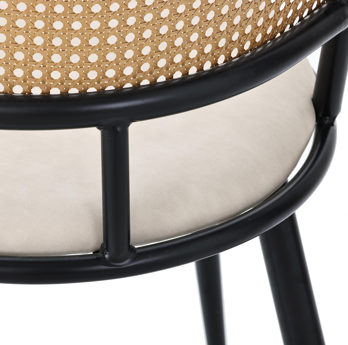 ESSZIMMERSTUHL 2er-Set mit PU-Sitz Rattan Schwarz - Schwarz, Metall (46/80/48cm) - Meubliv