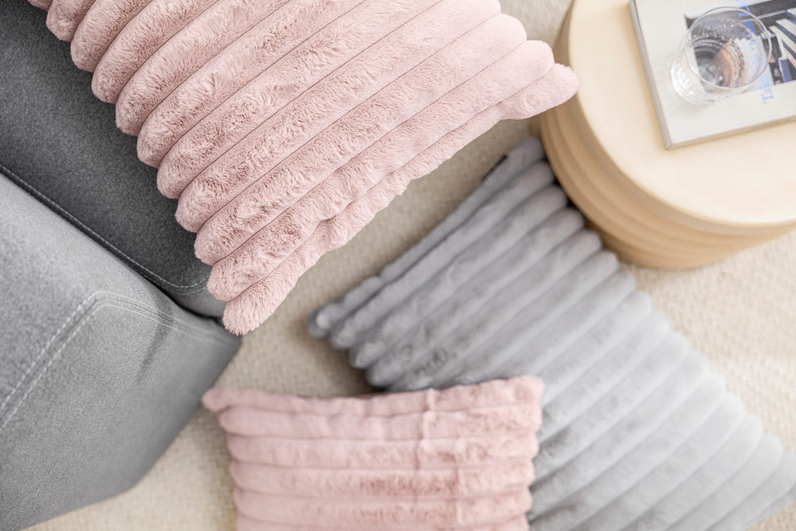 KISSENHÜLLE Raya Streifen Look altrose - Altrosa, Textil (45/45cm) - Magma Heimtexx