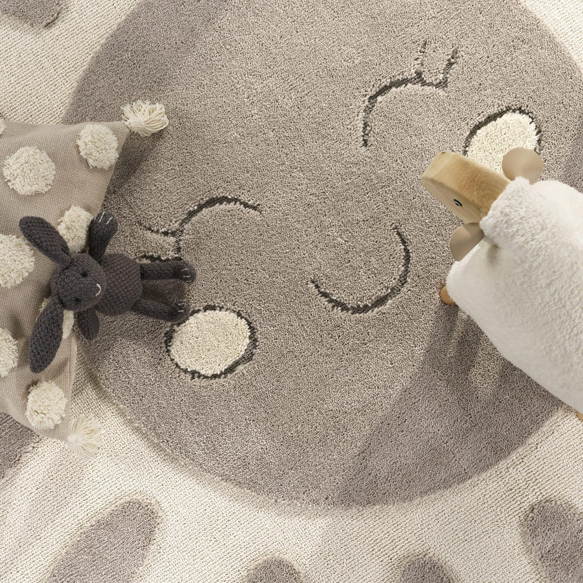 KINDERTEPPICH Creme Ø 120 cm - Creme, Kunststoff (120/120cm) - TT Home