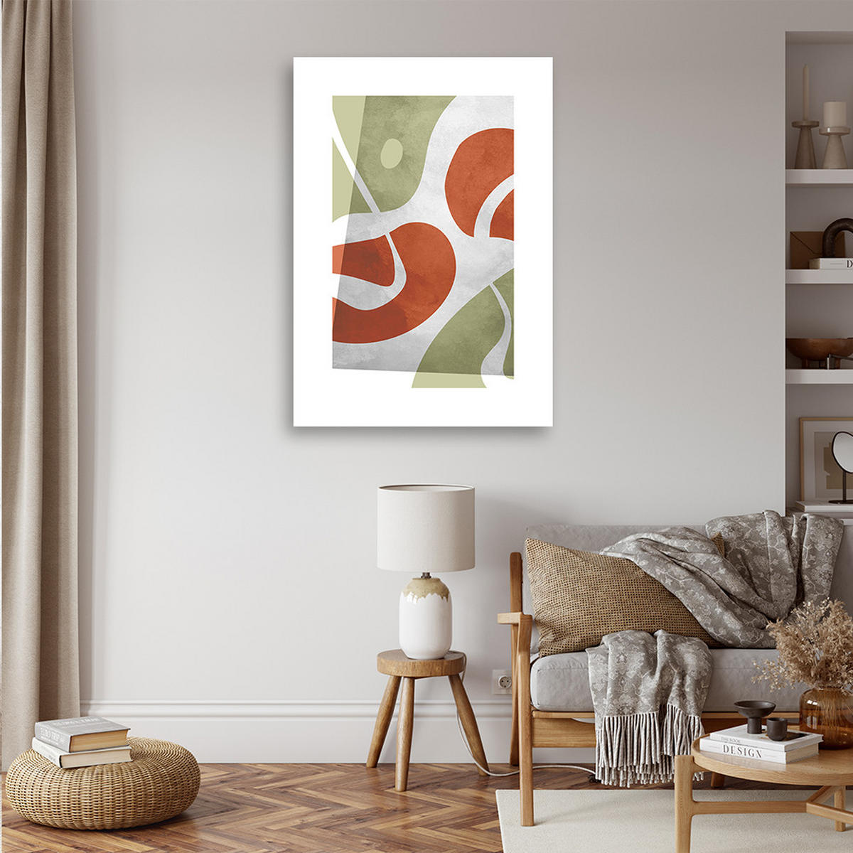 WANDBILD abstrakte boho formen - Grün, Textil (40/60cm) - Feeby