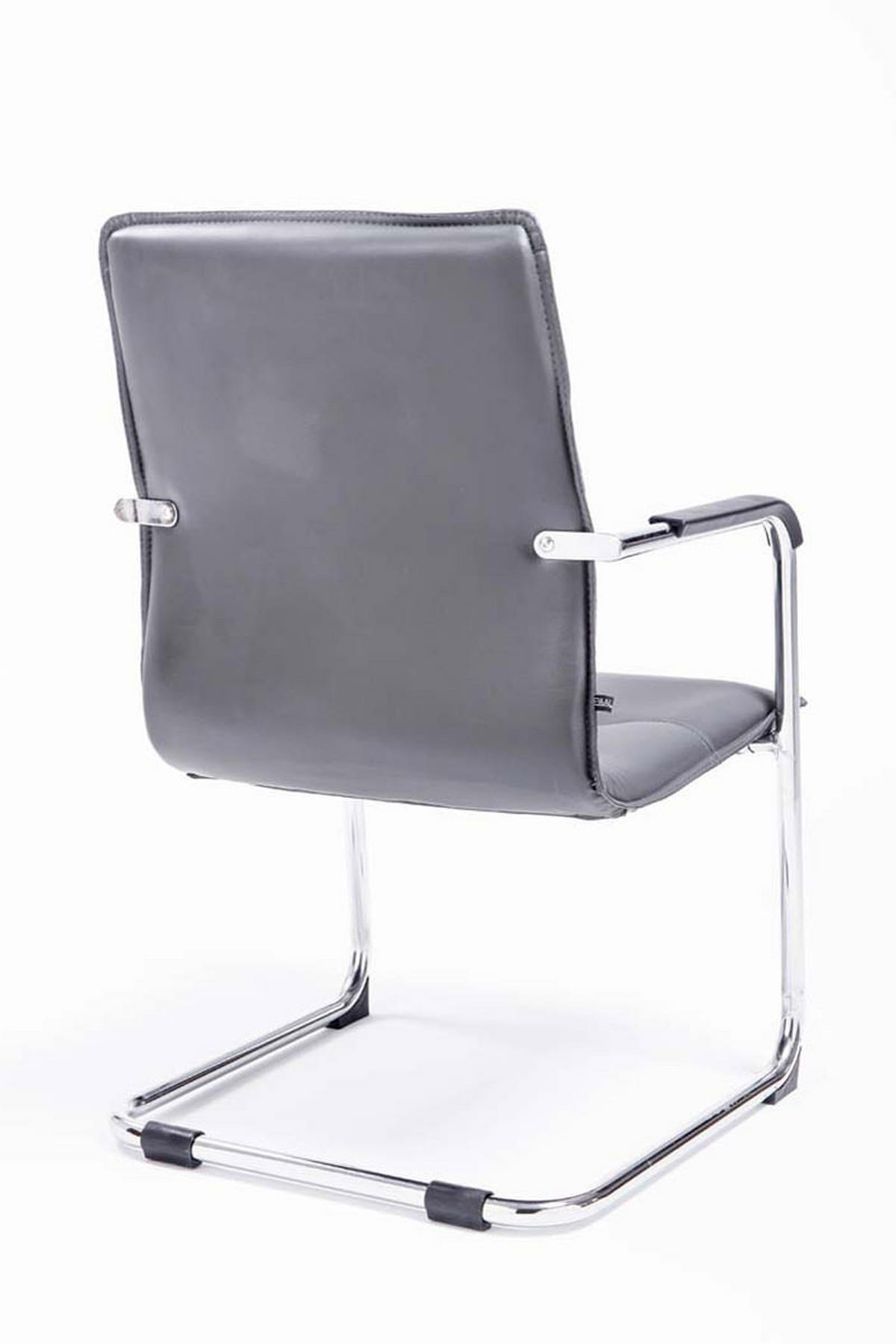 BESUCHERSTUHL 2er-Set SEATTLE 92x56x60 cm Grau Kunstleder - Grau, Leder/Metall (56/92/60cm) - DELUKE