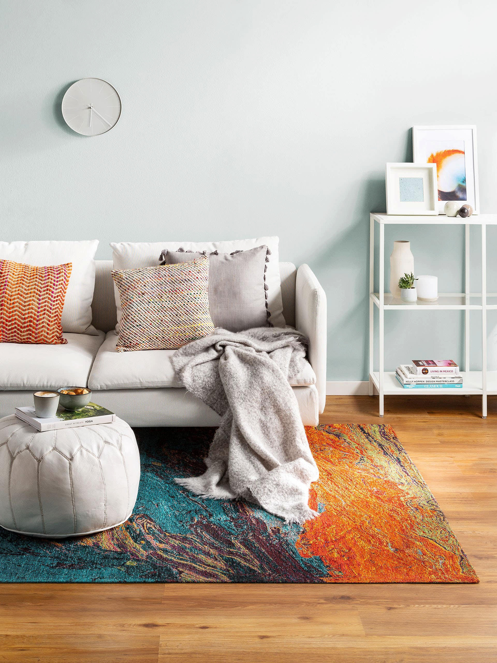 FLACHGEWEBETEPPICH Stay Türkis 115x180 cm - Türkis, Textil (115/180cm) - benuta Pop